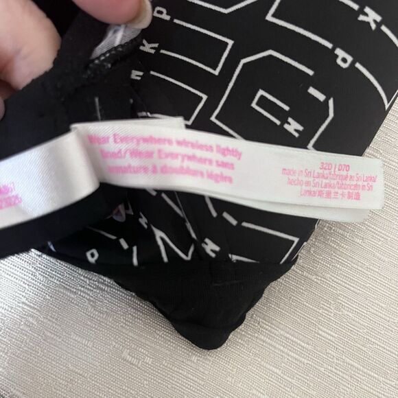 Victoria's Secret PINK Wear Everywhere Wireless Bra Black Monogram 32D - Picture 4 of 6